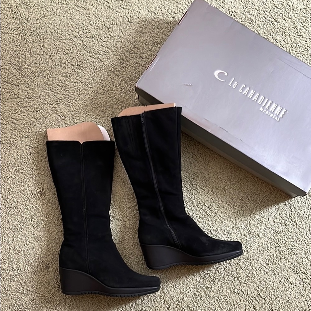 La Canadienne Black Wedge Boots